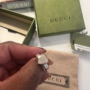 Authentic Gucci Silver Heart Ring size 7
